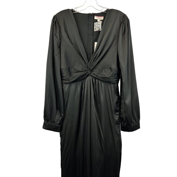 Andree by Unit Womens Long Sleeve V-Neck Twisted Waist Pant Jumpsuit Black S New - Picture 2 of 11